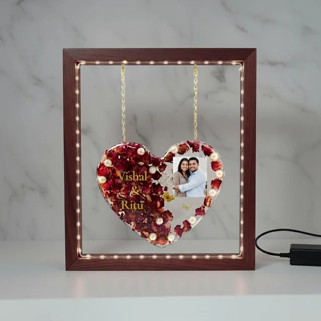 Teakwood LED Photo Preservation Frame - 6/6/2 Inches