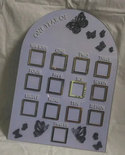 Baby One Year Birth Frame - 18/13", White acrylic