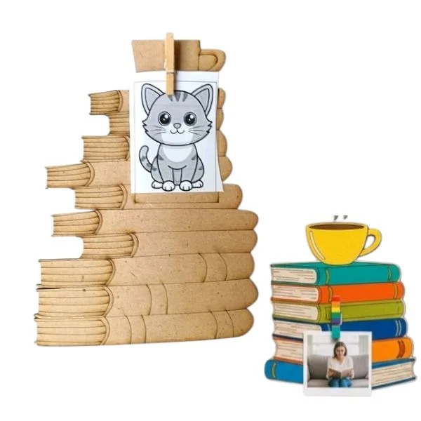 Book Stack Mdf Photo Fridge Magnet - 5 pcs
