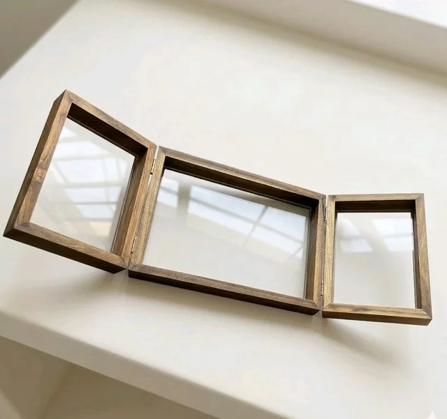 Teakwood Sagwan 3 Part Foldable Frame - 9/6/2.5"
