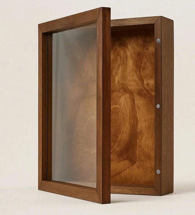 Teakwood/ Sagwan Shadow Box Frame, Display Box- Magnetic Closure - 8/8", 1" Height