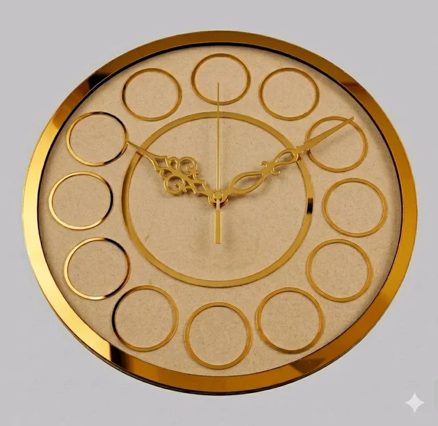 Baby Photo Clock Mdf Acrylic Base - 16 Inch, Mdf + Golden acrylic
