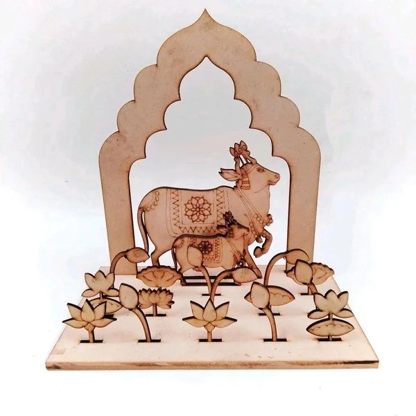 Jharokha 3D Look Pichwaii Cow And Lotus Decor