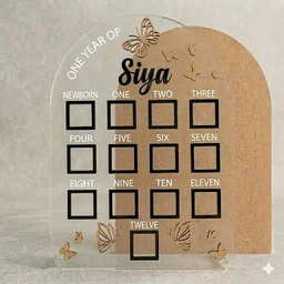 Baby One Year Birth Frame - 24/18", White acrylic