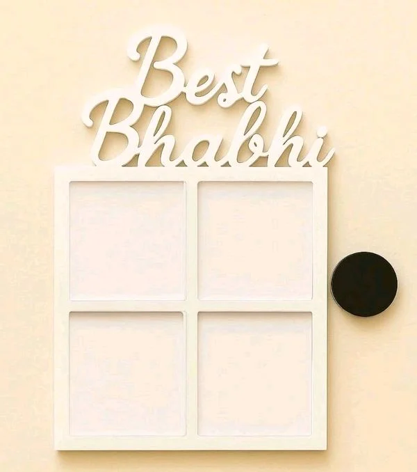 Best Bhabhi Photo Fridge Magnet- White Acrylic - 2 pcs