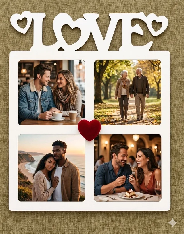 Couple Love Photo Fridge Magnet- White Acrylic - 10 pcs