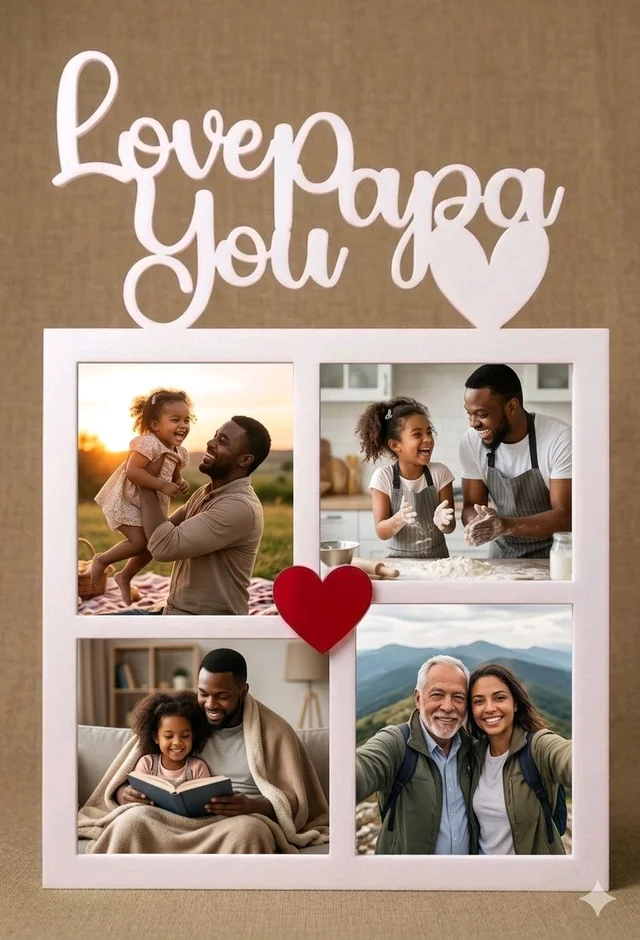 Father Photo Fridge Magnet- White Acrylic - 2 pcs