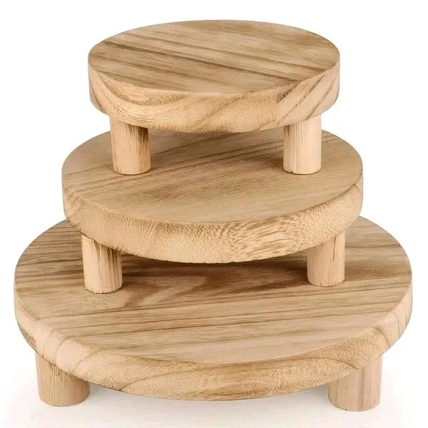 3-pack Wooden Display Risers, Stand for Figurines, Collectibles, Wooden Chowki