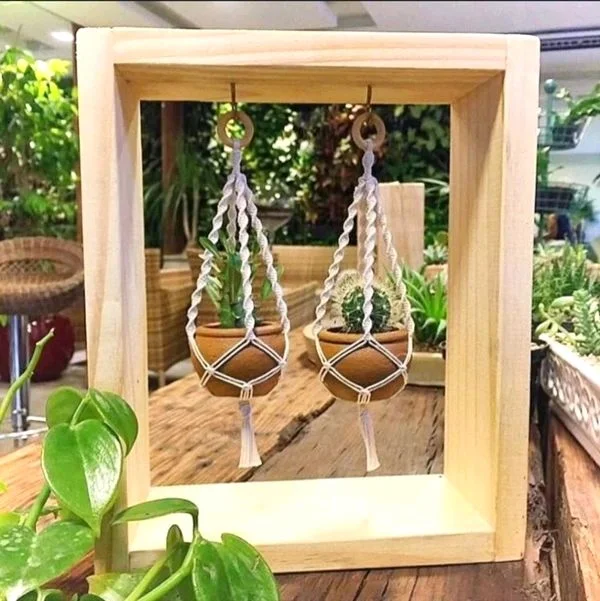 Pinewood Hollow Frame With Hook / Plant Hanger / Macrame - 9/7/2"