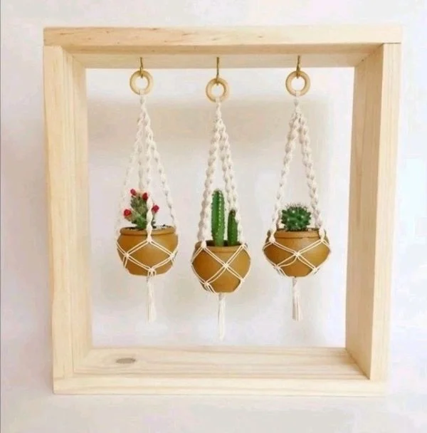 Pinewood Frame With Hook / Plant Hanger / Macrame - 6/6/2"