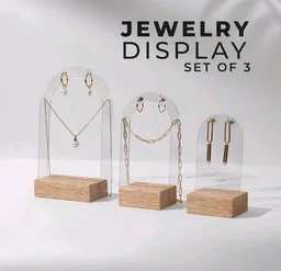 Acrylic Jewelry Display With Pinewood Base - Black