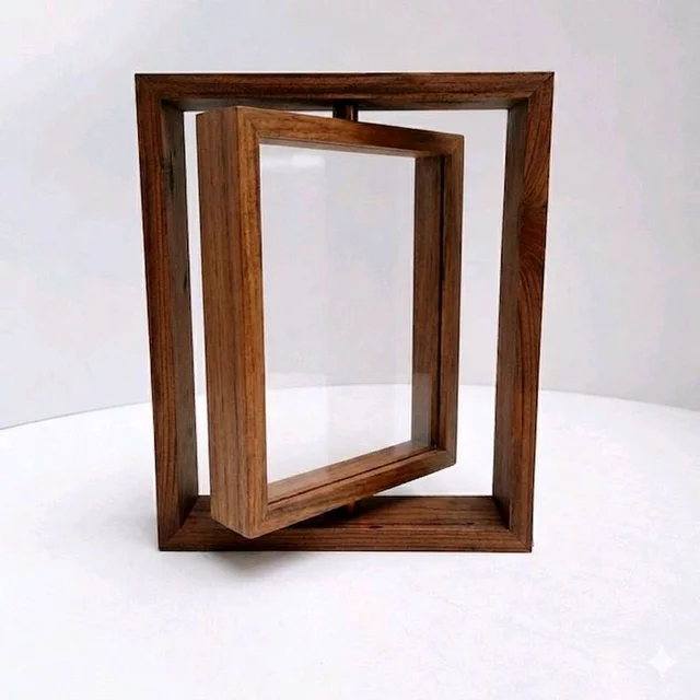 LED Teak Wood Rotating Frame / Floating Frame / Varmala Preservation - 8/6/1.5"