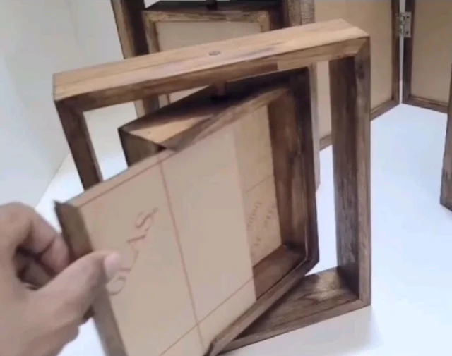 LED Teak Wood Rotating Frame / Floating Frame / Varmala Preservation - 8/6/1.5"