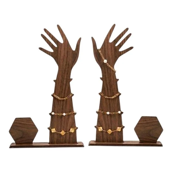 2 Pcs- Wooden Bracelet Display Stand