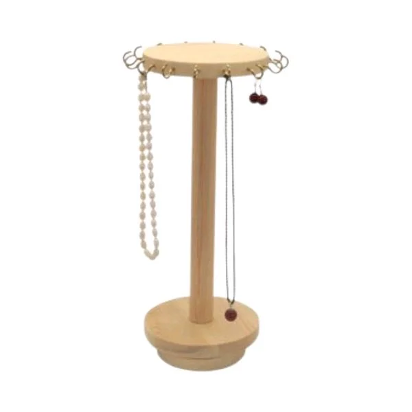 Necklace Holder 360° Rotating Wooden Jewelry Organizer