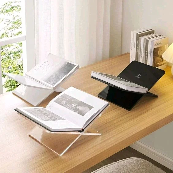 Acrylic X Shaped Book Stand/ Book Reading Stand - Standard Size, Transparent
