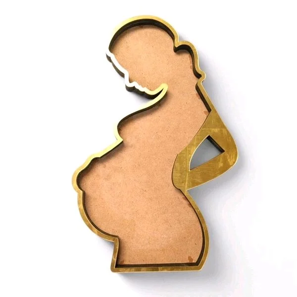 Motherhood Mom-to-be Resin Base - 12", Mdf with golden acrylic border