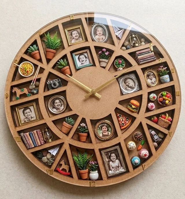 Miniature Memories Clock Shadow Box - 16 Inch diameter