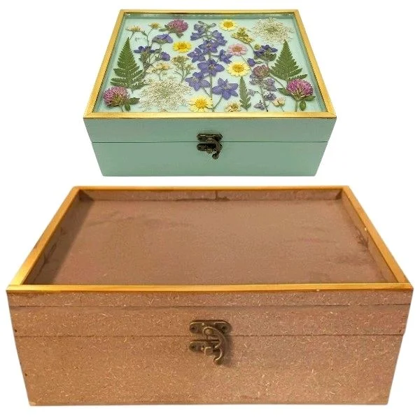 Mdf Preservation Box - With Golden Border - 16/10/4 inches