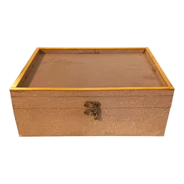 Mdf Preservation Box - With Golden Border - 16/10/4 inches