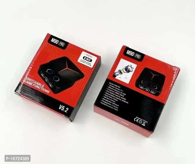 M90 TWS Gaming Earbuds WITH Powerbank anc wirless - Black, FREE DELIVERY