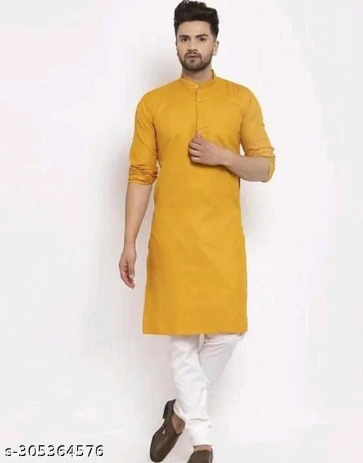 Fashionable Men Kurtas - XXL, Yellow, FREE DELIVERY