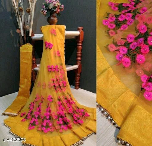 Saree - FREE, Yellow, FREE DELIVERY