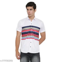 Men White Slim Fit Printed Casual Shirts - XL, FREE DELIVERY