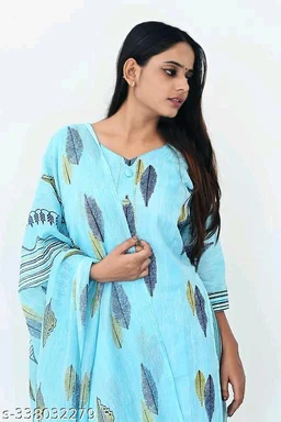 Printed Kurti with Plazzo and Dupatta Set - XL, FREE DELIVERY