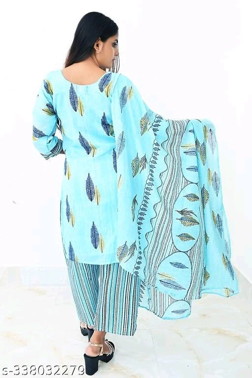 Printed Kurti with Plazzo and Dupatta Set - XL, FREE DELIVERY