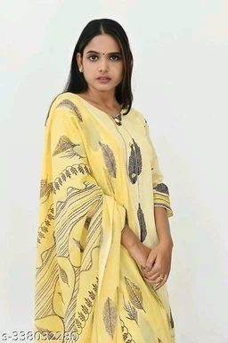 Printed Kurti with Plazzo and Dupatta Set - M, FREE DELIVERY
