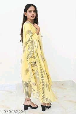 Printed Kurti with Plazzo and Dupatta Set - M, FREE DELIVERY