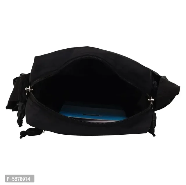 Sling Bags For Men And Women Cross Body Bag For Girls Polyester Travel Pouch (Black) - Black, FREE DELIVERY