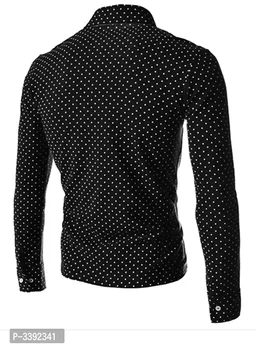 Black Printed Cotton Slim Fit Casual Shirt - L, Black, FREE DELIVERY