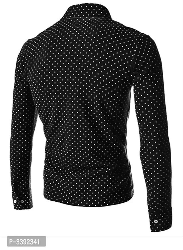 Black Printed Cotton Slim Fit Casual Shirt - L, Black, FREE DELIVERY