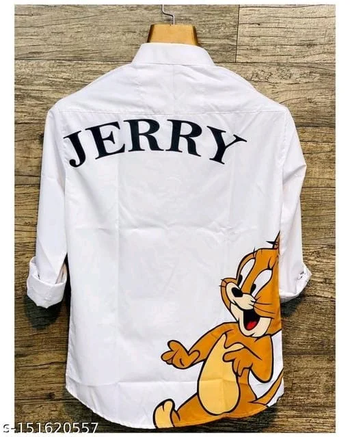Jerry Printed Shirt - M, White, FREE DELIVERY