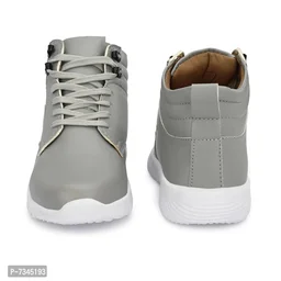 Stylish Fashionable Grey Leatherette Trendy Modern Daily Wear Lace Ups Running Casual Shoes For Men - UK7, Grey, FREE DELIVERY