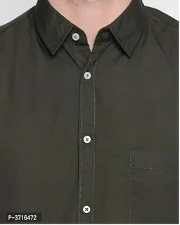 Men's Olive Cotton Solid Long Sleeves Regular Fit Formal Shirt - XL, Olive, FREE DELIVERY