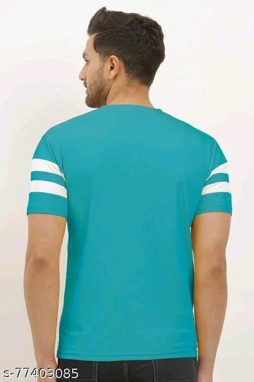 Mens Stylish Striped Round Neckband T-shirt - XL, FREE DELIVERY