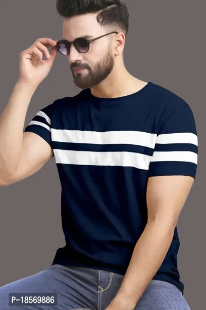 Cotton Blend Colourblocked Round Neck Tees For Men -Pack Of 2 - L, FREE DELIVERY