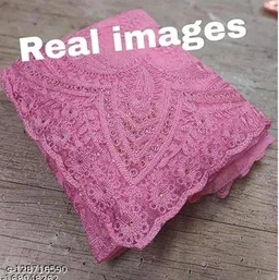 Brasso Net Pink cut work Saree With Blouse - FREE DELIVERY