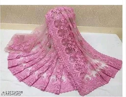 Brasso Net Pink cut work Saree With Blouse - FREE DELIVERY