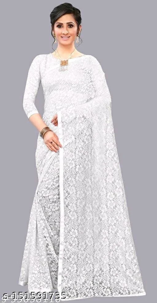 White Saree - White, FREE DELIVERY