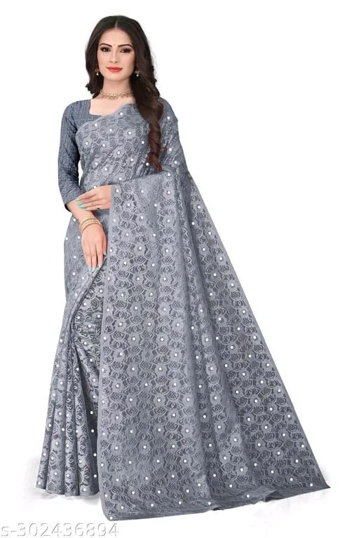 Brasso Net Jecquared Flower Moti - FREE DELIVERY