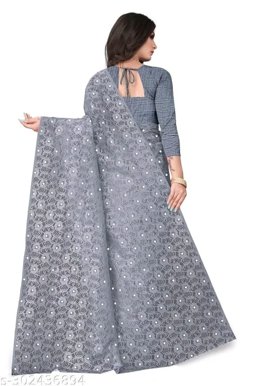 Brasso Net Jecquared Flower Moti - FREE DELIVERY