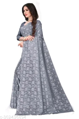Brasso Net Jecquared Flower Moti - FREE DELIVERY
