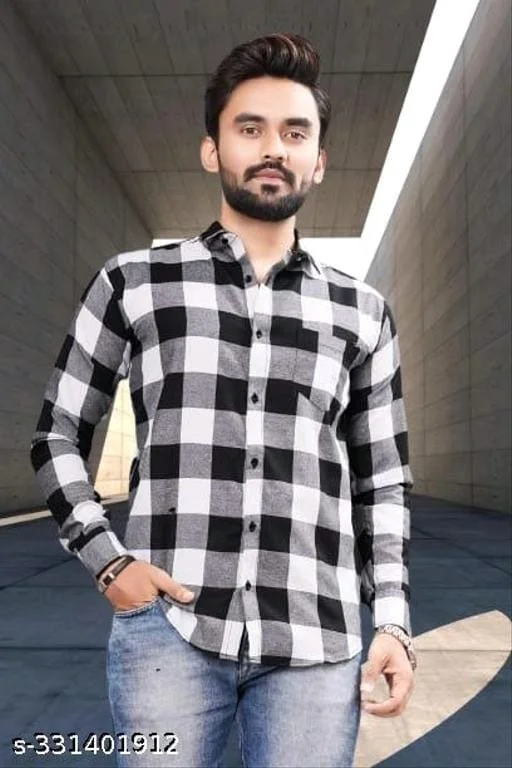 Black and White Checks Casual Wear Formal Shirt - XXXL, FREE DELIVERY