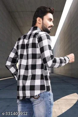 Black and White Checks Casual Wear Formal Shirt - XXXL, FREE DELIVERY