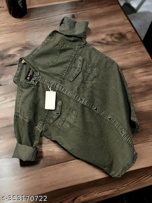 Men Stylish Chinese Collar Double Pocket Shirt - XL, FREE DELIVERY