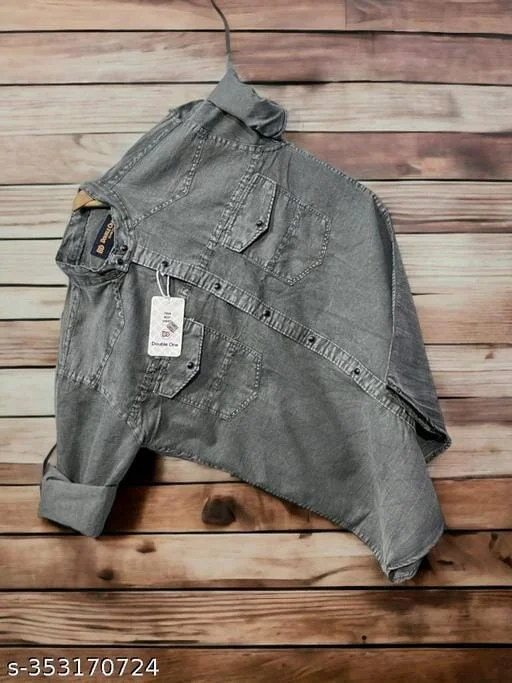 Men Stylish Chinese Collar Double Pocket Shirt - XL, FREE DELIVERY